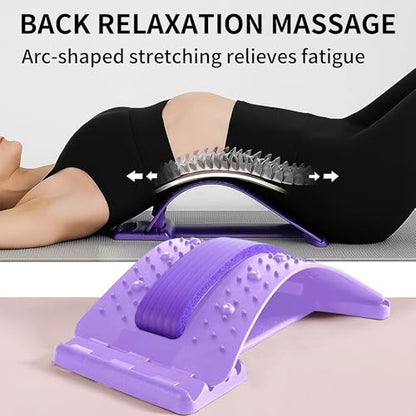 Back Stretcher for Lower Back Pain Relief,4 Lever Lumbar Support Board for Spine Decompression and Scoliosis Relief,Crack Your Back with This Cracking Device (Purple) - color: Purple