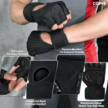 COFIT Padded Workout Gloves with Wrist Support, Gym Gloves for Men Women - size: X-Large