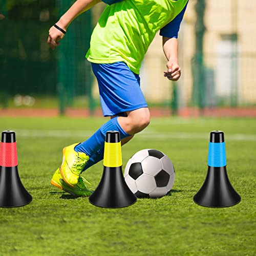 12 Pack Agility Training Sport Cones 9 Inch Flexible Marker Cones with Carry Bag Plastic Soccer Basketball Training Equipment for Indoor Outdoor Speed Grab Drills (Black)