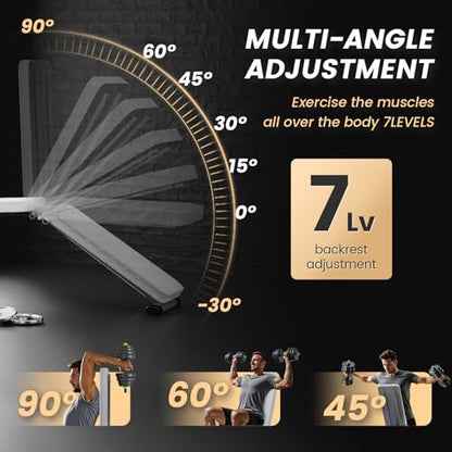 Adjustable Weight Bench for Home Gym, Stable Folding Workout Bench for Dumbbell & Full Body Strength Training