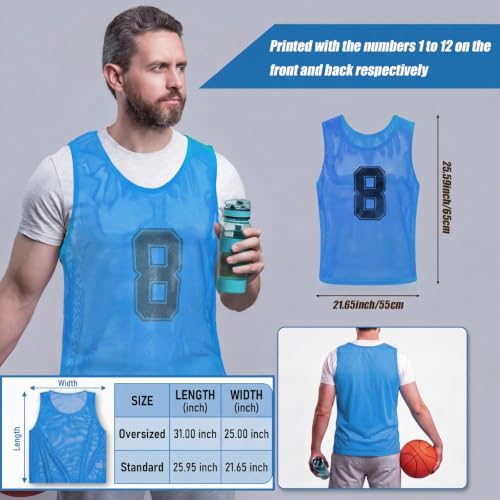 24 Pack Nylon Mesh Scrimmage Team Practice Vests Pinnies Jerseys Train Vest for Adult Sport Basketball Soccer Football