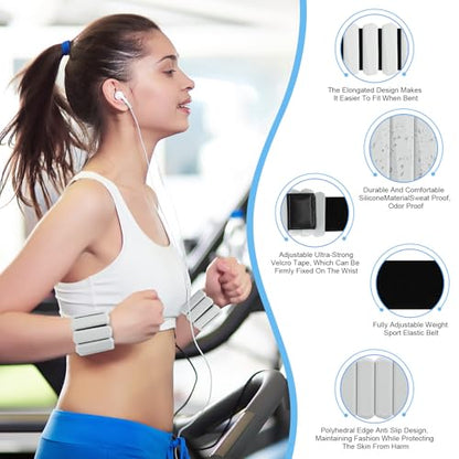 Wrist Weights Set of 2, Wearable Arm & Leg Weights for Women & Men, Adjustable Wrist Ankle Weights for Walking, Yoga, Swimming, Gym, 2lb - color: Grey