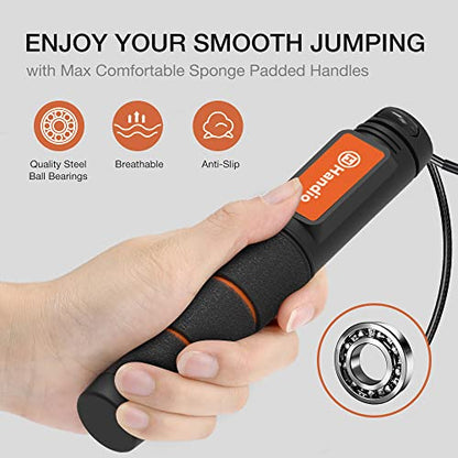 Jump Rope, H Handio Jump Rope with Counter, Workout Jumping Rope with Steel Ball Bearings, Adjustable Length Speed Skipping Rope for Men Women Kids Home Gym, Crossfit, Fitness Exercise - color: Orange
