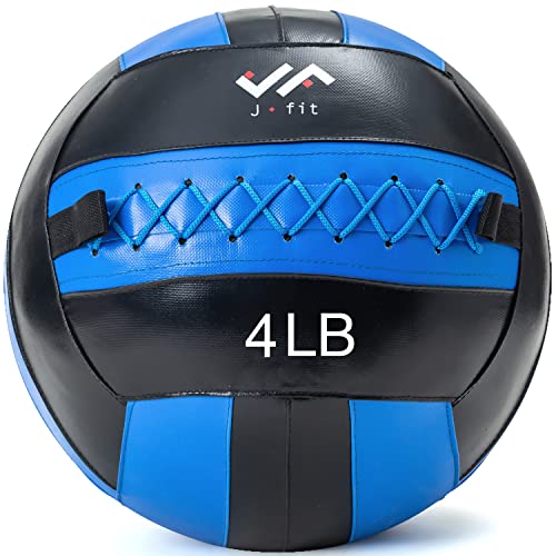JFit Wall Ball – Premium Soft Weighted Exercise Ball for Strength, Conditioning, Gym & Home Workouts, 4-30 LB - color: Blue/Black, style: 4-Pound