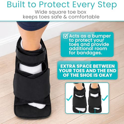 Vive Post Op Shoe - Lightweight Medical Walking Boot with Adjustable Strap - Orthopedic Recovery Cast Shoe for Post Surgery, Fractured Foot, Injured Toes, Stress Fracture, Sprains - Left or Right Foot - size: Large
