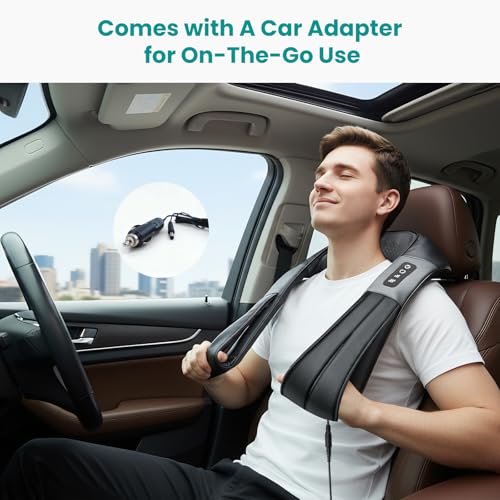 Nekteck Shiatsu Neck Massager with Heat for Pain Relief Deep Tissue, 2026 Upgraded 3D Back Shoulder Kneading Massage Pillow, Relaxation Gifts for Mom Dad Father's Day, Black(NOT Cordless)