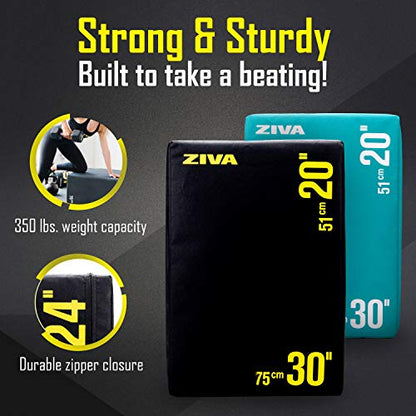 ZIVA 3-in-1 Plyo Box – Premium High-Density PE Foam or PU Wood-Foam Jump Box with Non-Slip PVC Cover – Commercial-Grade Plyometric Platform for Jump Training, Step Workouts & Home Gym (20x24x30")