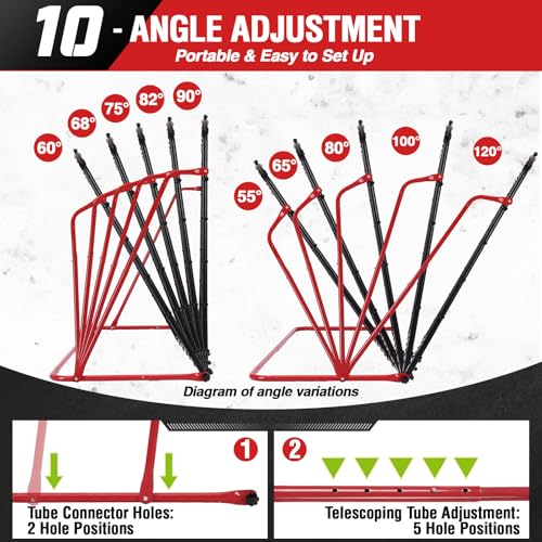Soccer Rebounder Net, 10 Adjustable Angles 6x4FT Soccer Kickback Trainer for Passing, Ball Control & Volley Practice, Easy Setup Portable Football Training Net for Solo & Team Use
