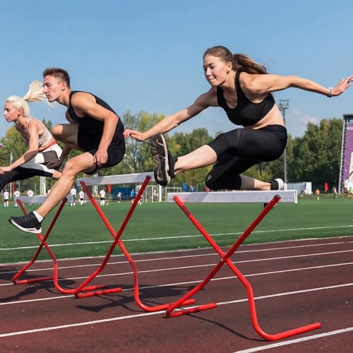 2 Set Adjustable Height Hurdles Training Equipment, Sports Track and Field Equipment, Portable Adjustable Hurdles, Practice Training from 6 to 42 Inch, Including Ropes to Secure