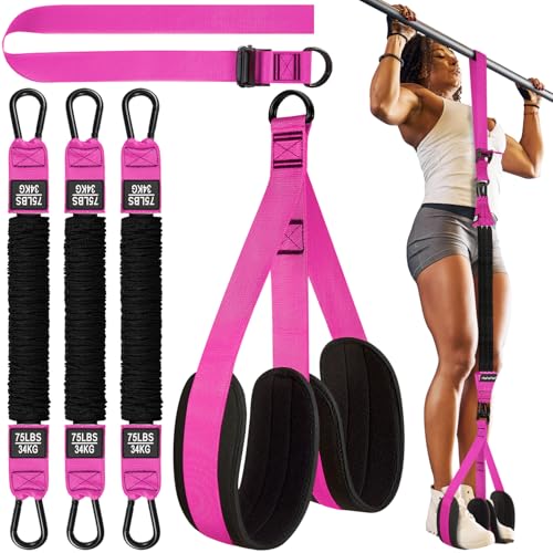 HPYGN Two Foots Pull Up Assistance Bands, Heavy Duty Resistance Band for Pull Up Bar, Adjustable Weight/Size with Fabric Feet/Knee Rest, Bands for Pull Up Assist for Strength Training, Pull Up - color: Rose Red