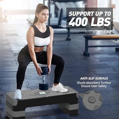 GYMMAGE Aerobic Exercise Step, Adjustable Height, - color: Gray