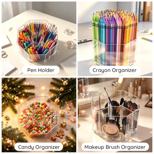 JIKIOU 430pcs Acrylic Pencil Holder Marker Organizer 360-Degree Rotating