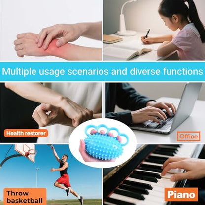 Finger Exerciser Hand Squeeze Ball for Adults, Hand Grip Strength Trainer with Nail Clippers, Pain Relief & Improve Flexibility, Hand Exercisers for Rehab, Arthritis, Carpal Tunnel