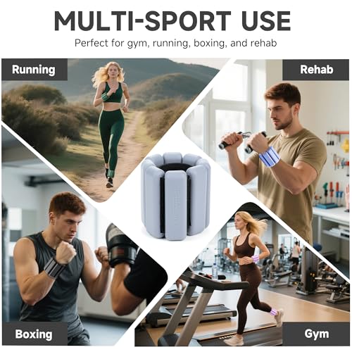 Weighted Bangles for Wrist and Ankle Weights for Women 1LB Each (Set of 2) | Farizonova Workout Weights for Yoga, Pilates & Walking | Leg & Arm Weights Men GREY