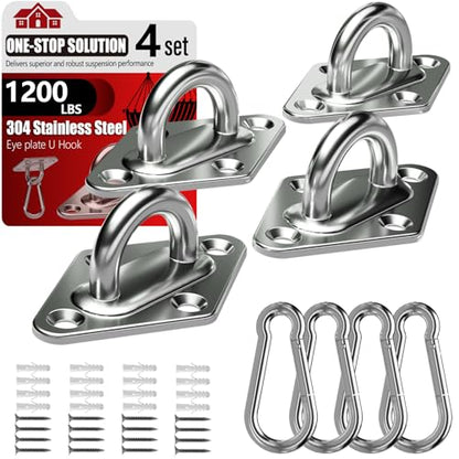 sprookber 304 Stainless Steel Pad Eye Snap Hook,M8 Ceiling Hook 1200Lb,8Pcs - size: 3.15 inch, style: Rhombus