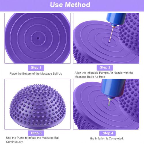 Foot Massage Ball, Inflatable Half Yoga Balls Massage Point Exercises Trainer Fitness for Kids Adults Sports Foot Massages