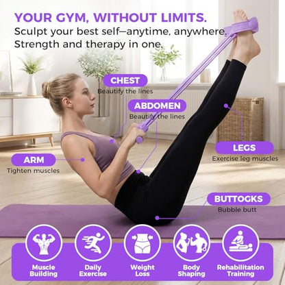 Pedal Resistance Band with Handles, Multifunction Tension Rope & Sit Up Exercise Equipment for Full Body Workout, Chest Strength Training, Portable Home Gym Fitness Gear for Men & Women