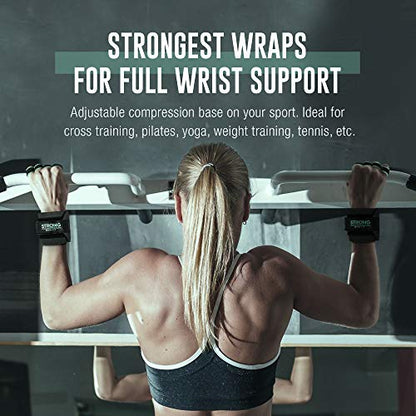Strong Women's Wrist Wrap Gloves - Wrist Support Grips for Workout, Weight Training, Pilates, Yoga & More