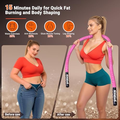 Weighted Jump Rope for Men Women, 3.68LB Adult Jump Ropes for Fitness Heavy Skipping Rope, Jumping Rope for Training Muscle Speed Home Gym Workout Equipment Exercise Jumpropes Weight Loss