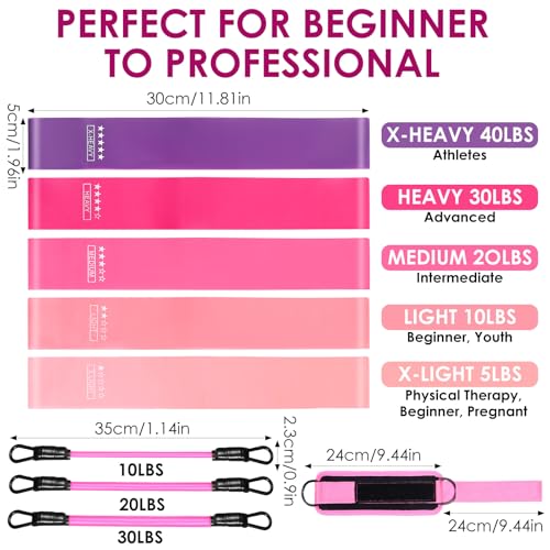 Resistance Bands Set, Adjustable Ankle Exercise Bands with Cuffs Home Gym Workout Fitness Equipment with Carry Bag for Women Leg Booty Butt Lift Kickbacks Hip Training Working Out Yoga
