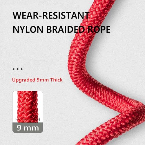 Weighted Jump Rope Nylon Adjustable - Tangle-Free Jump Rope for Women, Men, Kids, and Adults with Foam Handle, Rapid Speed with Ball Bearings, 360° Rotation Jumprope for Exercise, Fitness and Training - color: Red