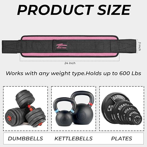 Hip Thrust Belt - Heavy duty, Comfortable, Adjustable Glute Trainer with Anti-Slip Pads. Ideal for Home Workouts with Dumbbells, Kettlebells, Plates. Extra Padding for Gym and Home Fitness hold up to 600 lbs - Baby Pink