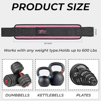 Hip Thrust Belt - Heavy duty, Comfortable, Adjustable Glute Trainer with Anti-Slip Pads. Ideal for Home Workouts with Dumbbells, Kettlebells, Plates. Extra Padding for Gym and Home Fitness hold up to 600 lbs - Baby Pink