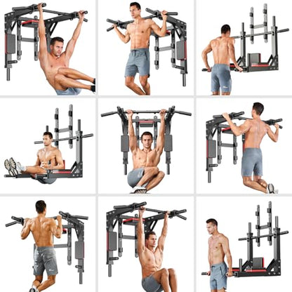 XGSW Multifunctional Wall Mounted Pull Up Bar Chin Up bar Dip Station for Indoor Home Gym Workout, Power Tower Set Training Equipment Fitness Dip Stand Supports