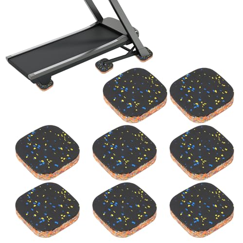 PATIKIL 8 Pcs Treadmill Mat Pads, 4x4x0.8 High Density Foam Anti Vibration Pad Sound Proof Floor Mat Exercise Equipment Mat for Carpet Protect Noise Reduction Home Gym, Yellow Blue - color: Yellow Blue, size: 4x4x0.8"
