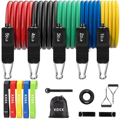 VElCK Resistance Bands Set with Handles for Exercise, Workout and Home Gym - color: Colorful, size: 10-150LBS + Hand Grip