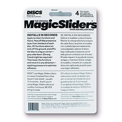 Magic Slider Rectangular Self-Stick Furniture Sliders 15/16" x 4", Heavy Duty Surface Protectors for Floors, Wood, Tile, Carpet & Vinyl Easy Glide Adhesive Pads for Furniture Legs Pack of 4