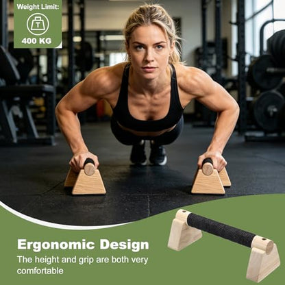 PATIKIL Push Up Bars, Wooden Parallettes Bars, Wooden Push Up Handle with Non-Slip Base and Grip for Strength Training Planks - size: 25cm