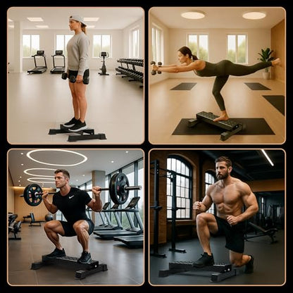 Steel Standing Calf Raise Bar, Anti-Slip Calf Raise Block & Platform, Calf Stretcher Machine for Home Gym, Ankle Rehab & Squat - color: Black-4.61in