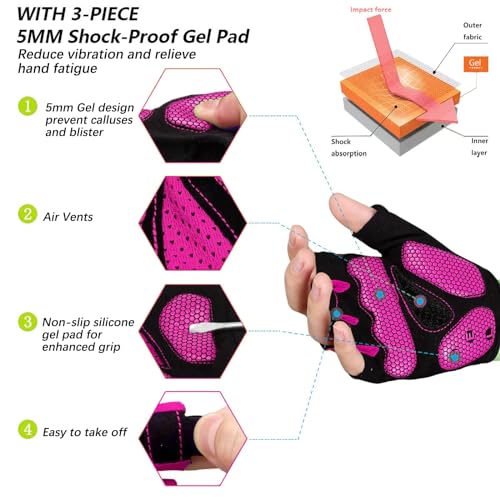 Cycling Gloves Bike Gloves for Men/Women-[5MM Gel Pad] Half Finger Bicycle Biking Gloves for Cycling/Weight Lifting/Gym/Motorcycle/Rowing/Outdoor Sports
