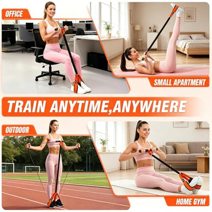 Pedal Resistance Band with Handle | Upgraded 55LBS Exercise Resistance Bands for Core, Abs, Legs, Glutes, Arms, Strength, Physical Therapy, Pilates, Sit Up Workout Equipment for Women Home Gym