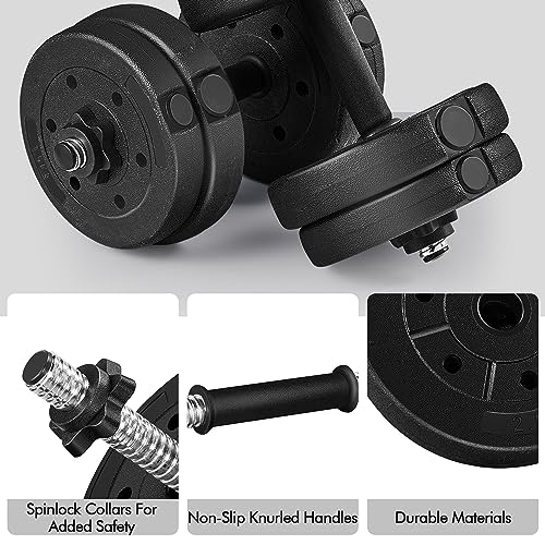 Yaheetech Adjustable Dumbbell Sets Free Weights for Women Men Beginner Dumbbells Changeable Home Gym Apartment Exercise & Fitness Equipment Black - size: 33 pounds