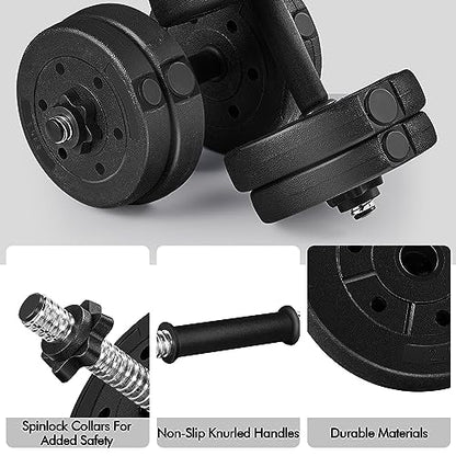 Yaheetech Adjustable Dumbbell Sets Free Weights for Women Men Beginner Dumbbells Changeable Home Gym Apartment Exercise & Fitness Equipment Black - size: 33 pounds