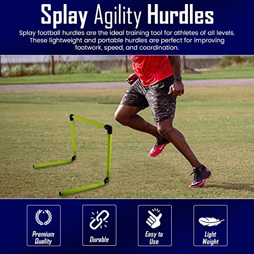 Splay Adjustable Agility Hurdles (Pack of 6 with Carry Bag) - Six Speed Hurdle for Speed Agility Training Football Coaching Drills - Yellow and Red Sport Dog Hurdles