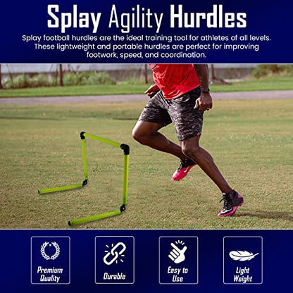 Splay Adjustable Agility Hurdles (Pack of 6 with Carry Bag) - Six Speed Hurdle for Speed Agility Training Football Coaching Drills - Yellow and Red Sport Dog Hurdles