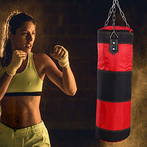 Bnineteenteam Heavy Punching Bag,Training Boxing Bag with Chain for Adults Men Women(Empty) - color: Red, size: 80cm