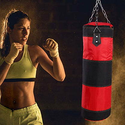 Bnineteenteam Heavy Punching Bag,Training Boxing Bag with Chain for Adults Men Women(Empty) - color: Red, size: 80cm
