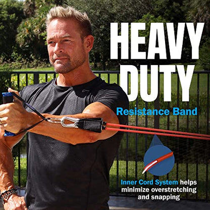 Bodylastics Patented Basic Series Resistance Band Set - Resistance Bands with Snap Reduction Tech, 2 Handles, 2 Ankle Straps, 1 Door Anchor & 1 Carry Bag - color: PRO 3-560LBS Set Camo