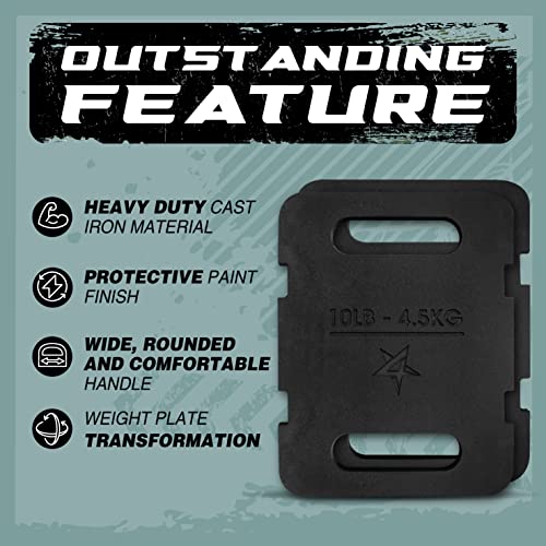 Yes4All Attachable Rucking Weight for Backpack, Cast Iron Training Weight Plate with Quick-Attach Strap Slots, Ergonomic Rounded Handle for Weighted Walking, Hiking, Rucking - size: 20LB