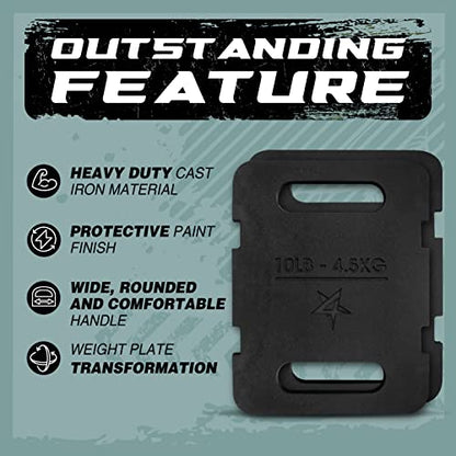 Yes4All Attachable Rucking Weight for Backpack, Cast Iron Training Weight Plate with Quick-Attach Strap Slots, Ergonomic Rounded Handle for Weighted Walking, Hiking, Rucking - size: 20LB