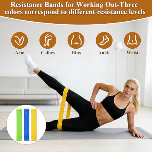 4 Pcs Fitness Resistance Band for Stretching and Yoga with 8-Level Adjustable Strap & 3 Loop Resistance Bands for Legs, Resistance Bands for Working Out, Pilates, Physical Therapy, Home Workout