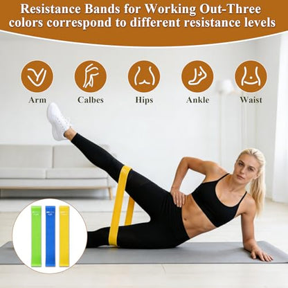 4 Pcs Fitness Resistance Band for Stretching and Yoga with 8-Level Adjustable Strap & 3 Loop Resistance Bands for Legs, Resistance Bands for Working Out, Pilates, Physical Therapy, Home Workout