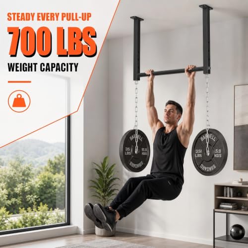 Ceiling Mount Pull Up Bar, 700lb, Fit 24" Ceiling Beam Spacing