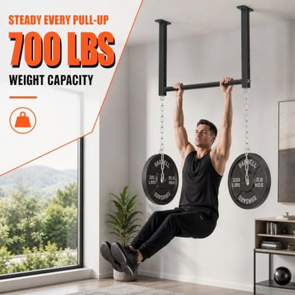 Ceiling Mount Pull Up Bar, 700lb, Fit 24" Ceiling Beam Spacing
