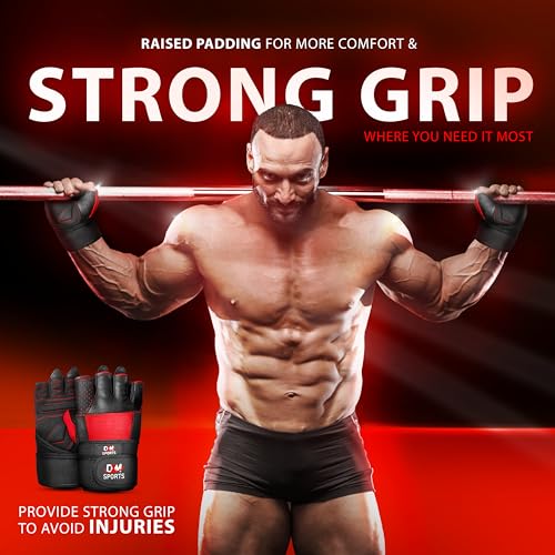 Weight Lifting Gym Workout Gloves with Wrist Wrap Support for Men & Women, Full Palm Protection Exercise Gloves for Weightlifting, Training, Fitness, Hanging, Pull ups