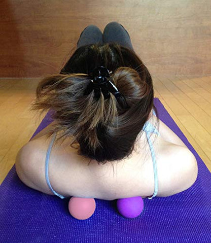 Massage Lacrosse Balls for Myofascial Release, Trigger Point Therapy, Muscle Knots, and Yoga Therapy. Set of 2 Firm Balls (Pink and Purple)